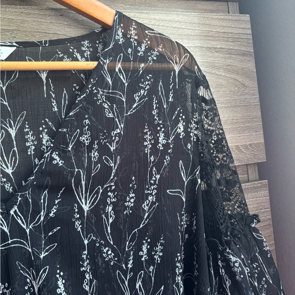 Zara Romantic Floral Embroidered Ruffled Sheer Blouse Large - Picture 4 of 6